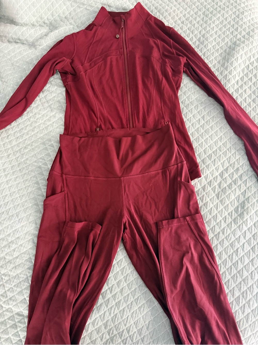 lululemon athletica Burgundy High-Rise Pocket Leggings with Matching Zip Jacket